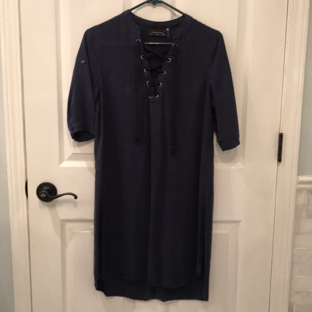Dress Forum Navy Dress with Cross Tie Neckline